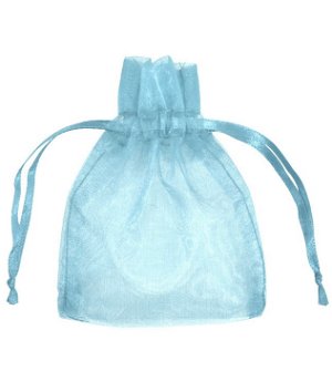 3 inch x 4 inch Light Blue Organza Favor Bags - 10 Pack