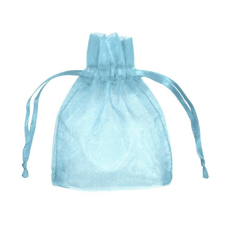 3" x 4" Light Blue Organza Favor Bags - 10 Pack