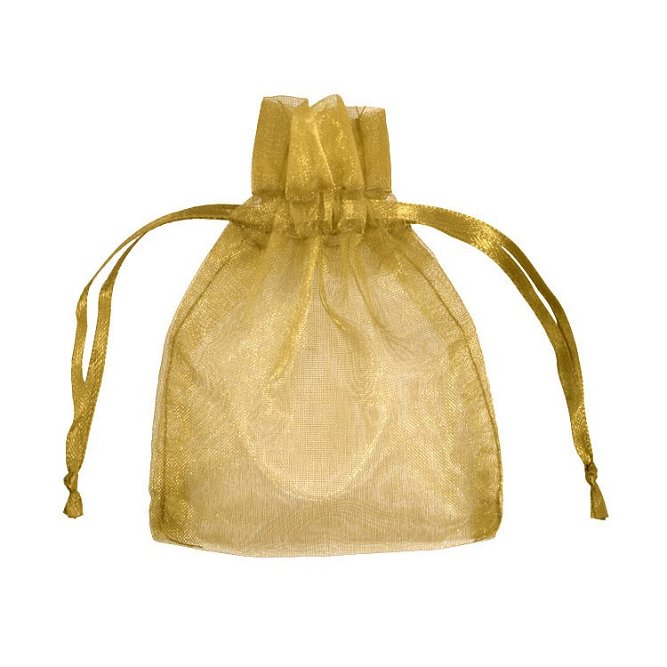 3&quot; x 4&quot; Antique Gold Organza Favor Bags - 10 Pack