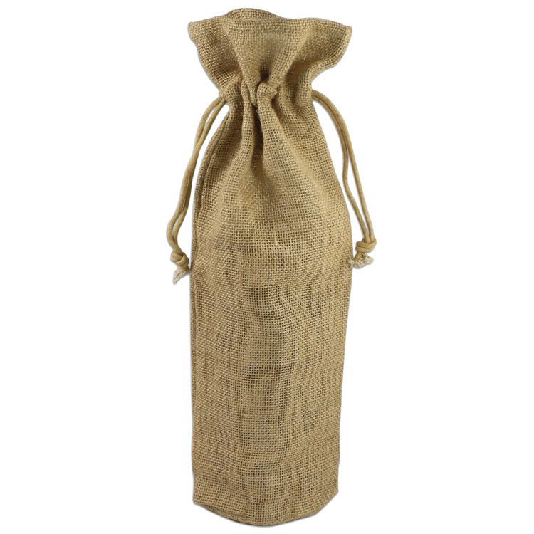 Natural Jute Wine Bags With Drawstrings - 5 Pack
