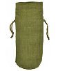 Moss Green Jute Wine Bags With Drawstrings - 10 Pack