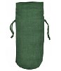 Hunter Green Jute Wine Bags With Drawstrings - 10 Pack