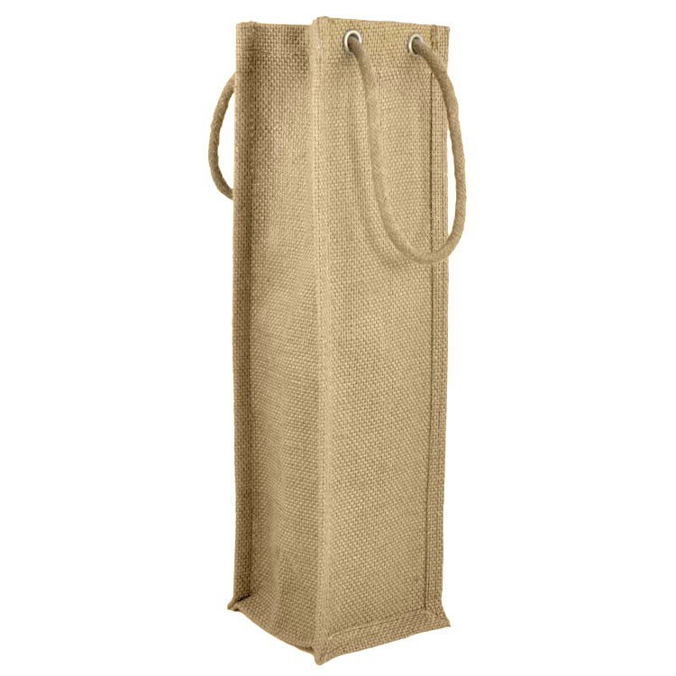 Natural Jute Wine Bags With Rope Handles - 5 Pack
