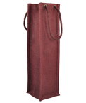 Burgundy Jute Wine Bags With Rope Handles - 5 Pack