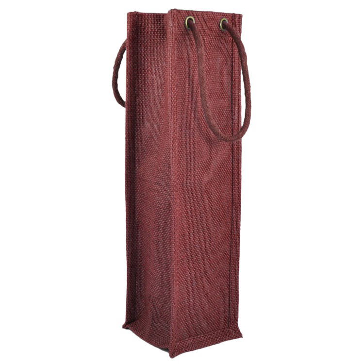 Burgundy Jute Wine Bags With Rope Handles - 5 Pack