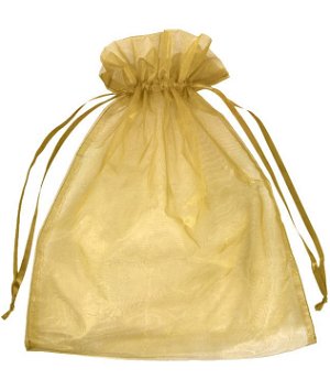 12 inch x 14 inch Antique Gold Organza Favor Bags - 10 Pack
