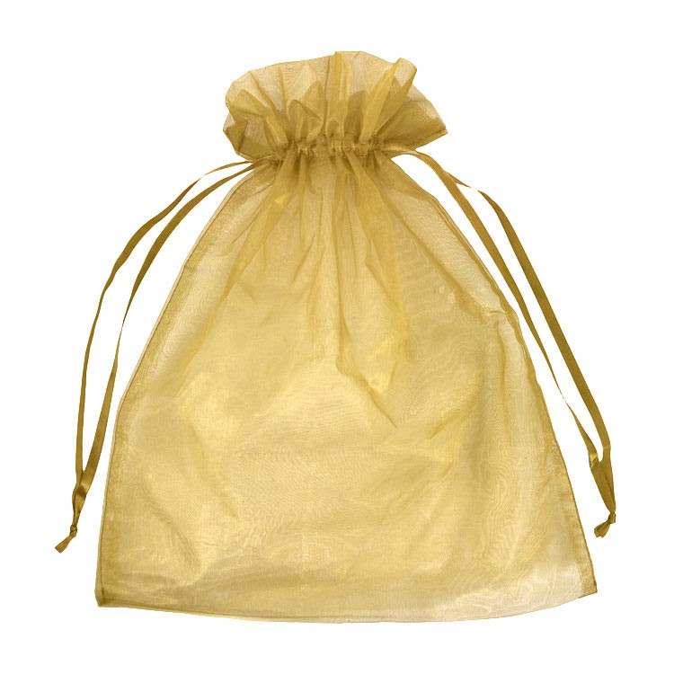 12" x 14" Antique Gold Organza Favor Bags - 10 Pack
