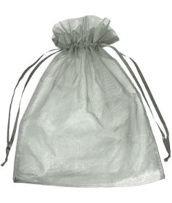 12" x 14" Silver Organza Favor Bags - 10 Pack