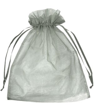 12 inch x 14 inch Silver Organza Favor Bags - 10 Pack