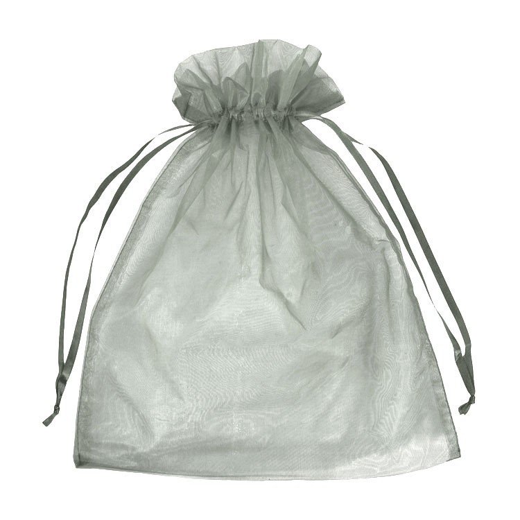 12" x 14" Silver Organza Favor Bags - 10 Pack