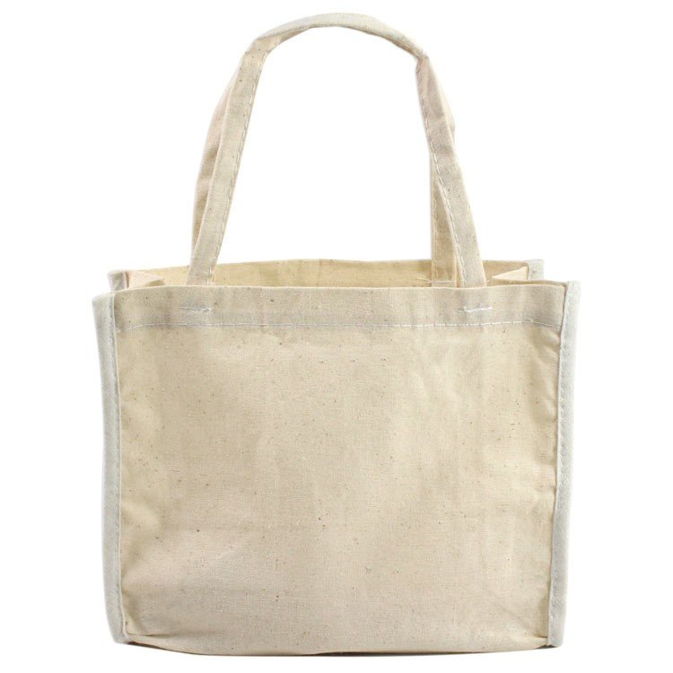 7" x 6" x 2-3/4" Cotton Tote Bags - 6 Pack