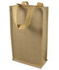 Natural Jute Wine Tote With Dividers - 2 Bottles