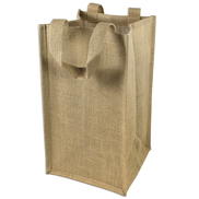 Jute Wine Tote With Dividers - 4 Bottles