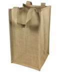 Jute Wine Tote With Dividers - 4 Bottles