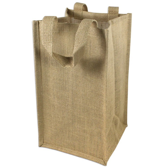Jute Wine Tote With Dividers - 4 Bottles image 1 of 2