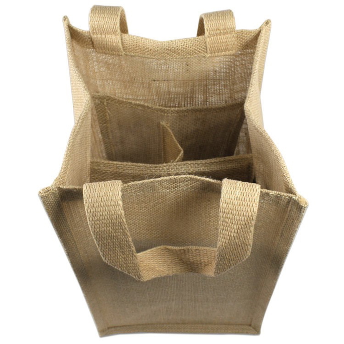 Jute Wine Tote With Dividers - 4 Bottles image 2 of 2