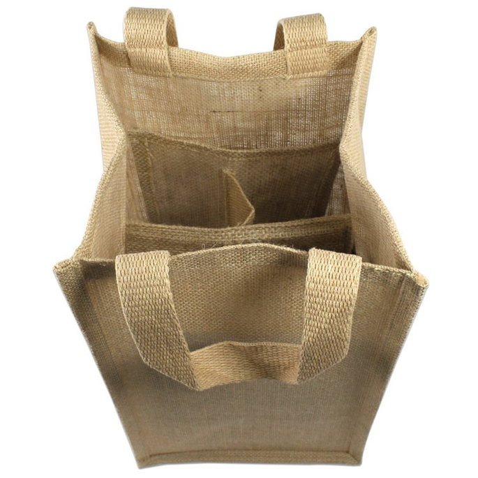 Jute Wine Tote With Dividers - 4 Bottles image 2 of 2