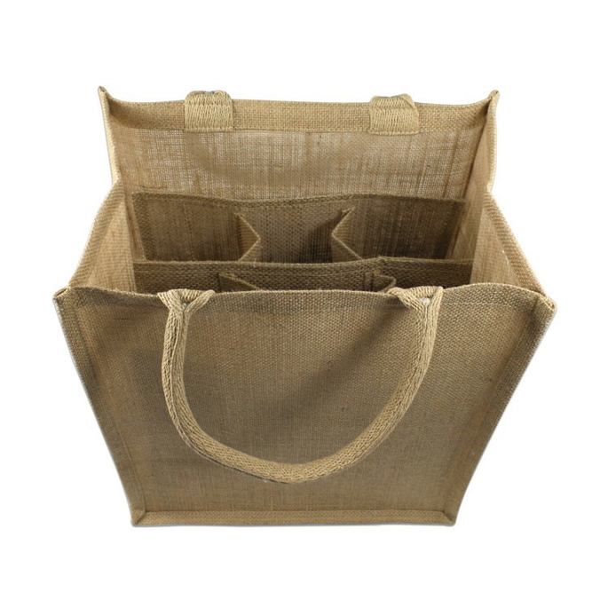 Jute Wine Tote With Dividers - 6 Bottles image 2 of 2