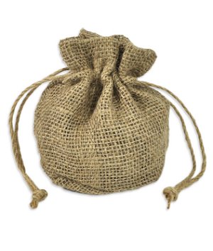 7.5 inch x 6 inch x 4 inch Natural Jute Round Bottom Bags - 10 Pack