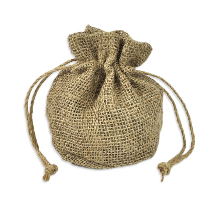 7.5" x 6" x 4" Natural Jute Round Bottom Bags - 10 Pack