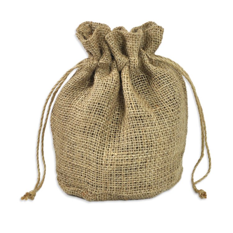 11" x 9" x 6" Natural Jute Round Bottom Bags - 10 Pack