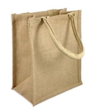9 inch x 11 inch x 4 inch Jute Shopping Tote Bag