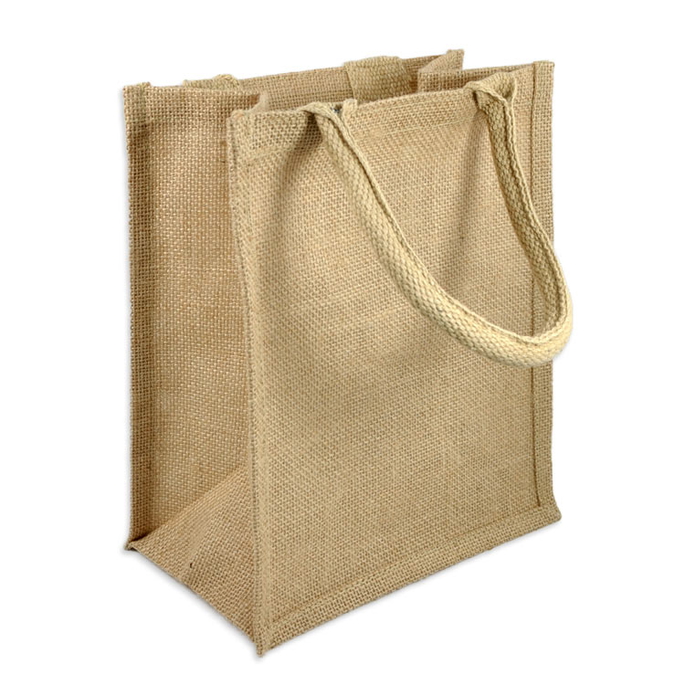9" x 11" x 4" Jute Shopping Tote Bag image 1 of 2