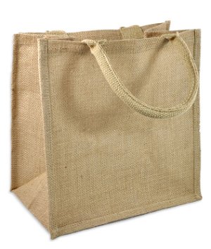 12 inch x 12 inch x 7.75 inch Jute Shopping Tote Bag