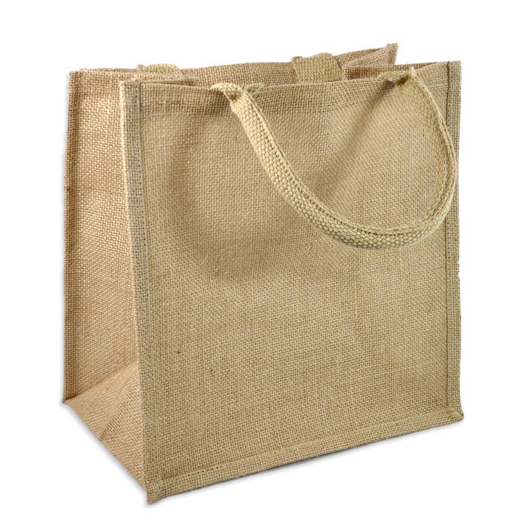 12" x 12" x 7.75" Jute Shopping Tote Bag