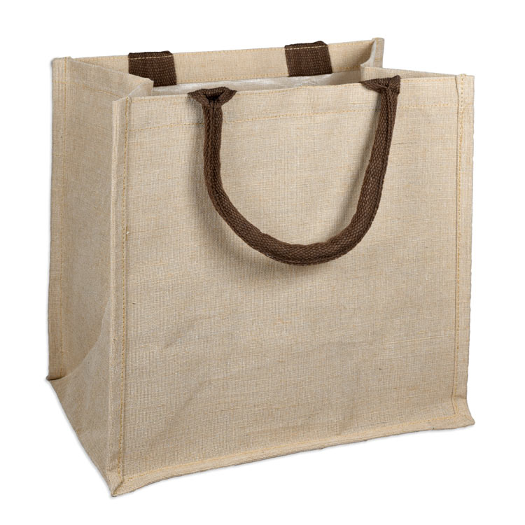 12" x 12" x 7.75" Jute Blend Shopping Tote Bag