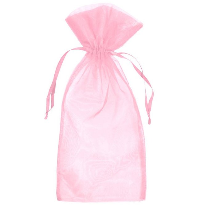 Pink Organza Wine Bags - 10 Pack
