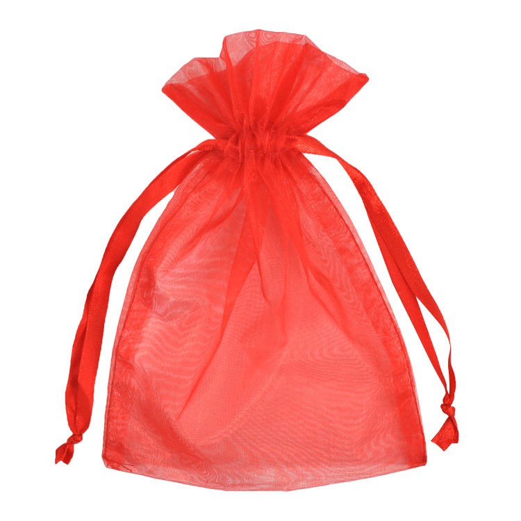 6" x 10" Red Organza Favor Bags - 10 Pack