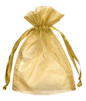 6 inch x 10 inch Antique Gold Organza Favor Bags - 10 Pack