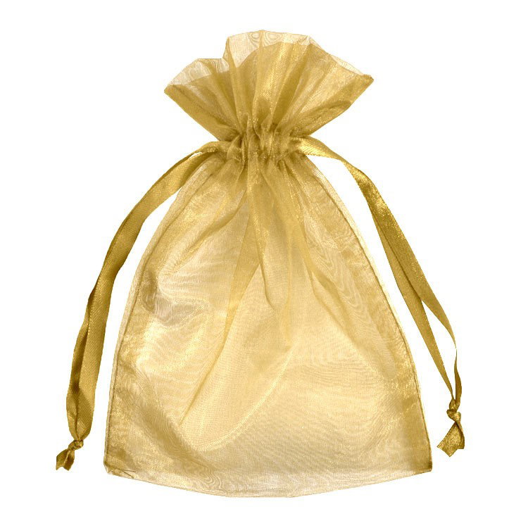 6" x 10" Antique Gold Organza Favor Bags - 10 Pack