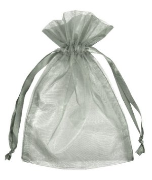 6 inch x 10 inch Silver Organza Favor Bags - 10 Pack