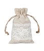 3" x 5" Natural Linen Favor Bags with Lace - 12 Pack