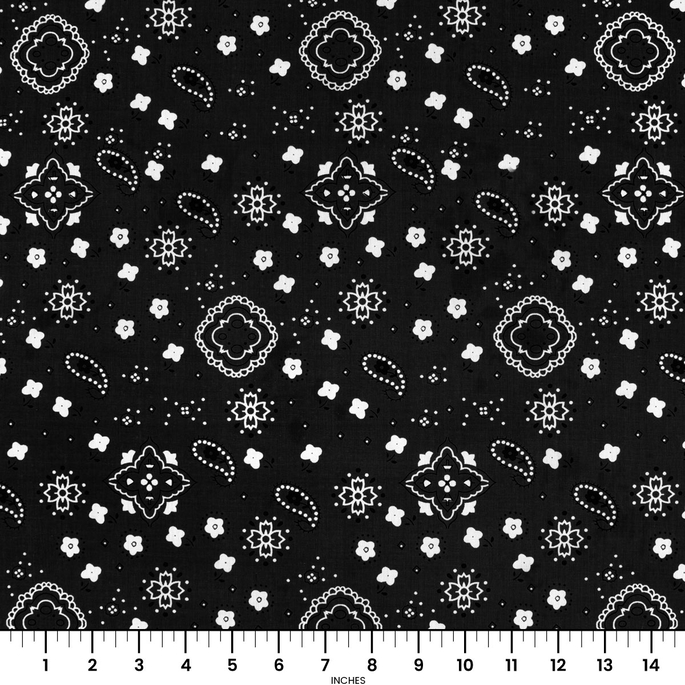 Black Bandana Print Fabric image 2 of 2