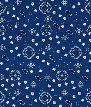 Royal Blue Bandana Print Fabric