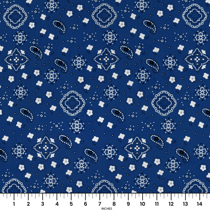 Royal Blue Bandana Print Fabric image 2 of 2