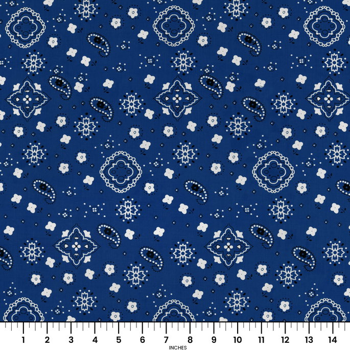Royal Blue Bandana Print Fabric image 2 of 2