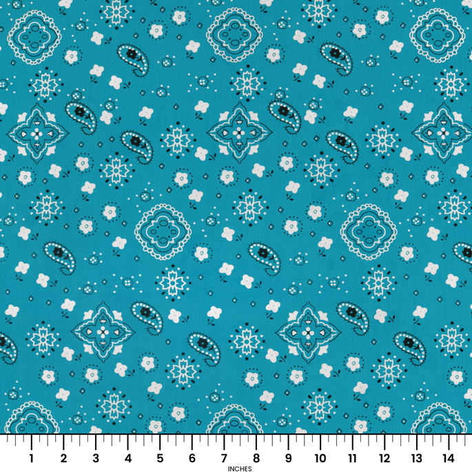 Turquoise Bandana Print Fabric image 2 of 2