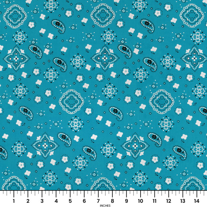 Turquoise Bandana Print Fabric image 2 of 2