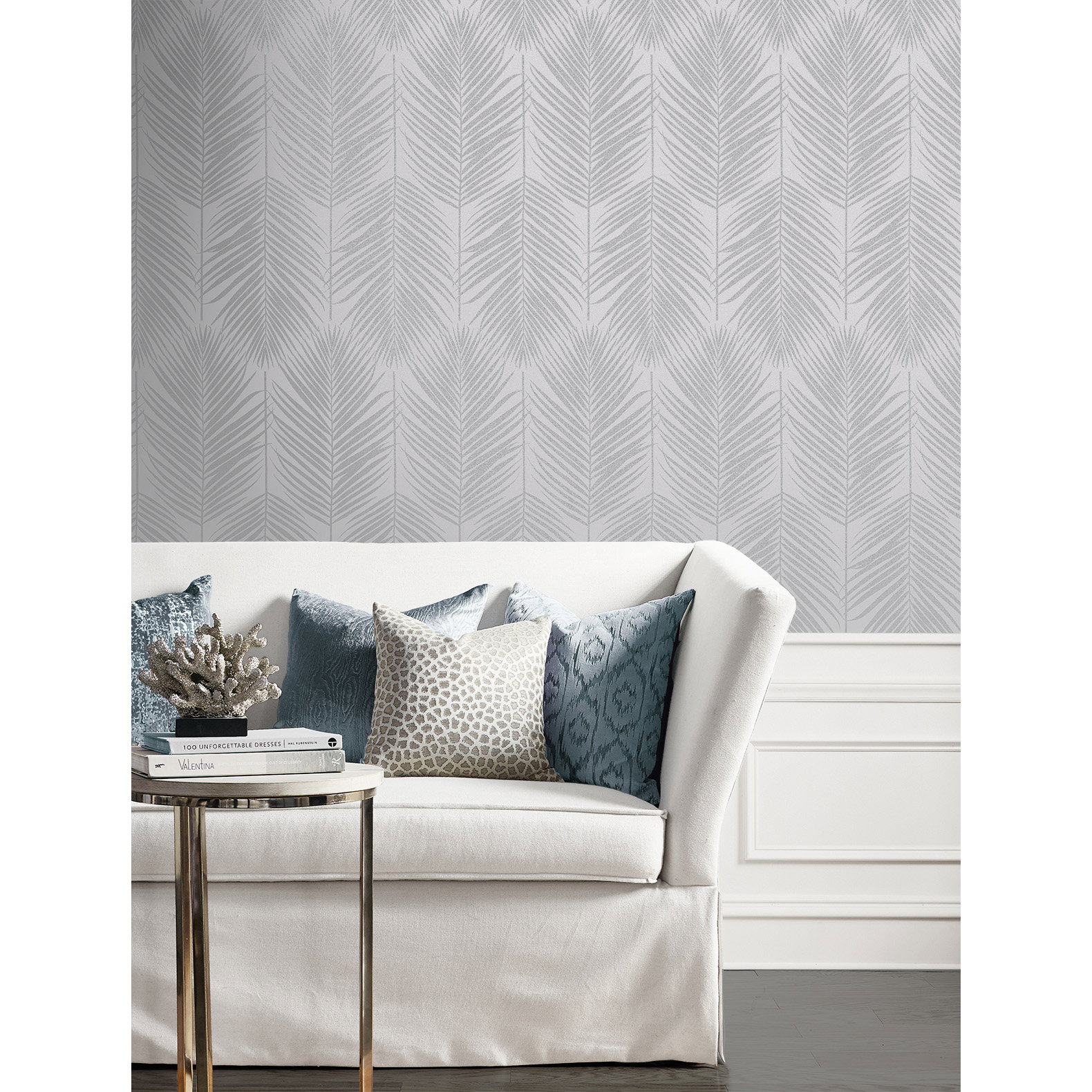 Seabrook Designs Persei Palm Nickel Wallpaper | OnlineFabricStore