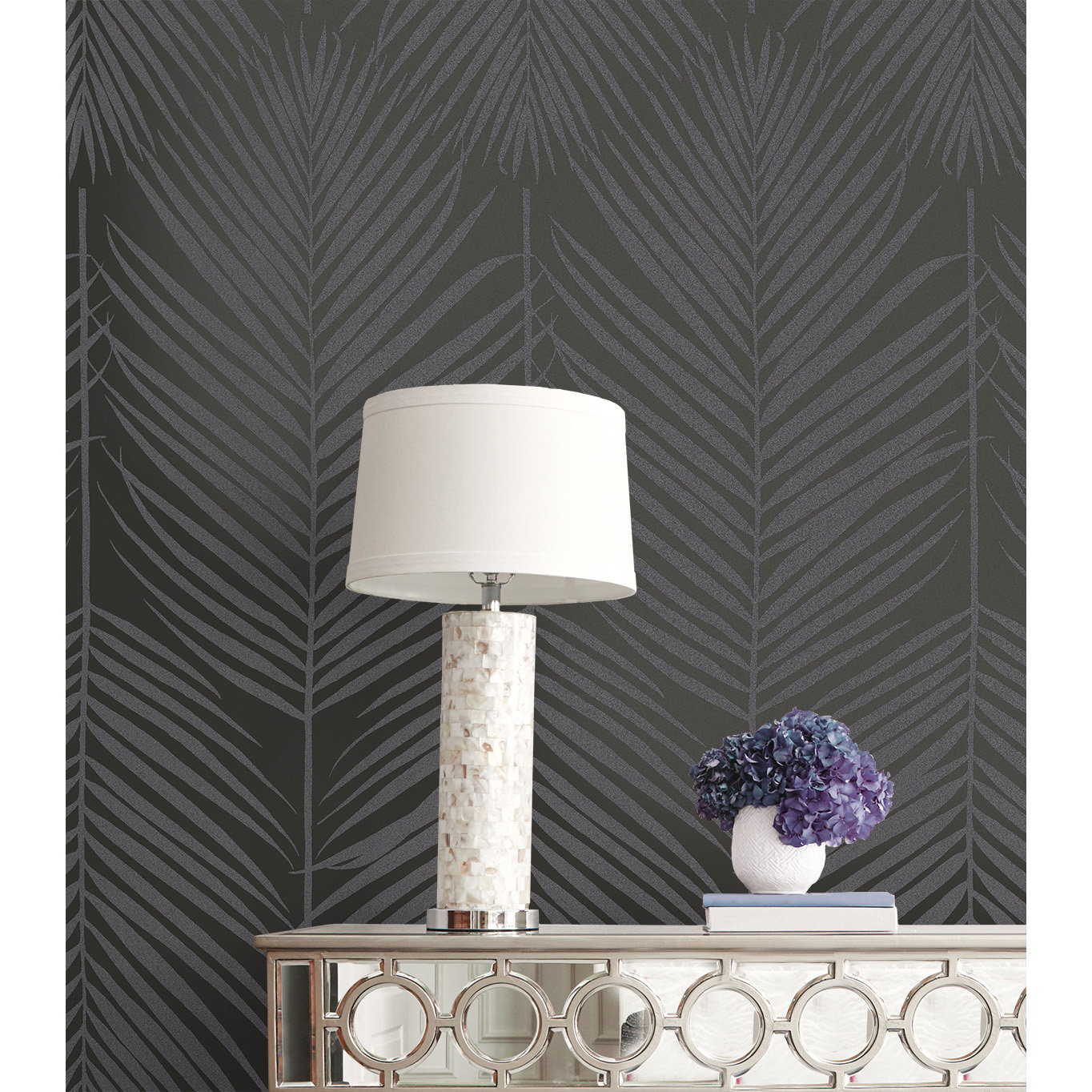 Seabrook Designs Persei Palm Midnight Galaxy Wallpaper | OnlineFabricStore
