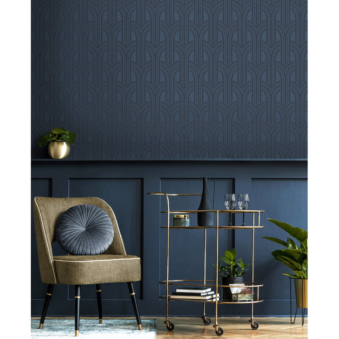 Seabrook Designs Déco Arches Blue Lustre Wallpaper image 2 of 5
