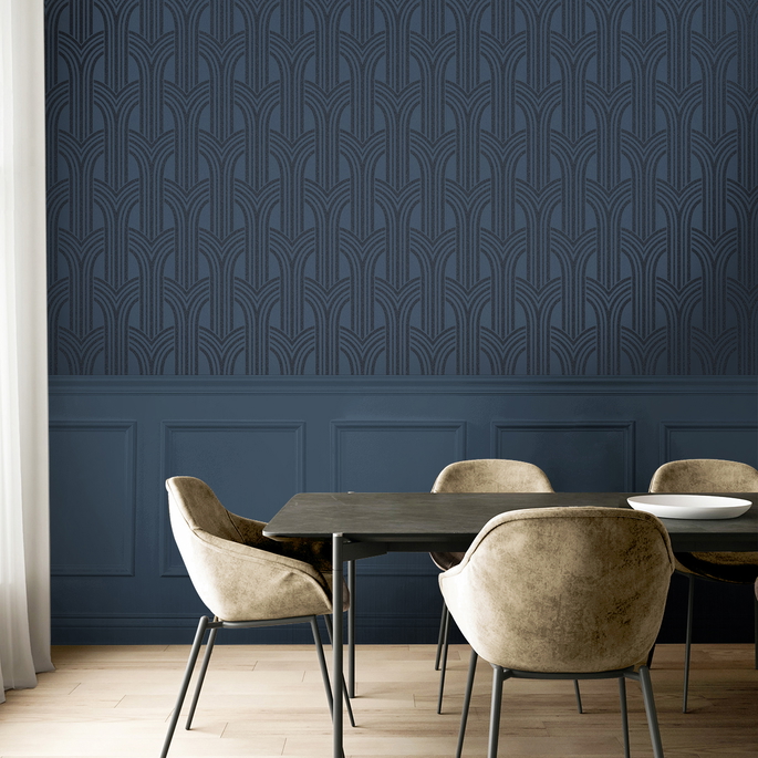 Seabrook Designs Déco Arches Blue Lustre Wallpaper image 3 of 5