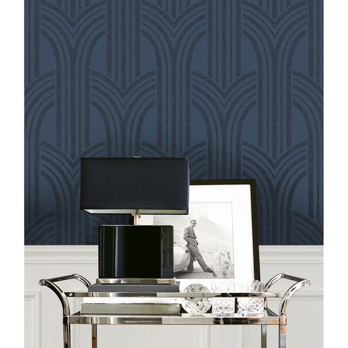 Seabrook Designs Déco Arches Blue Lustre Wallpaper image 4 of 5