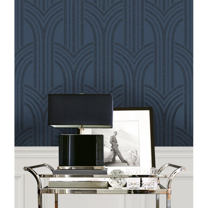 Seabrook Designs Déco Arches Blue Lustre Wallpaper image 4 of 5