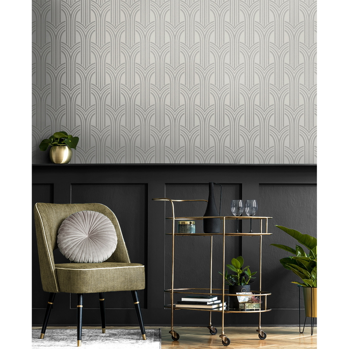 Seabrook Designs Déco Arches Nickel Wallpaper image 2 of 5