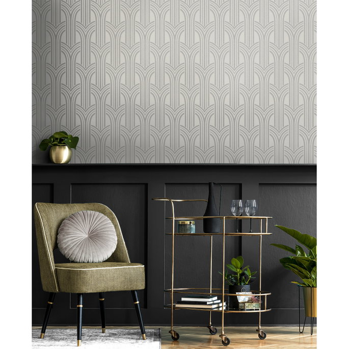 Seabrook Designs Déco Arches Nickel Wallpaper image 2 of 5